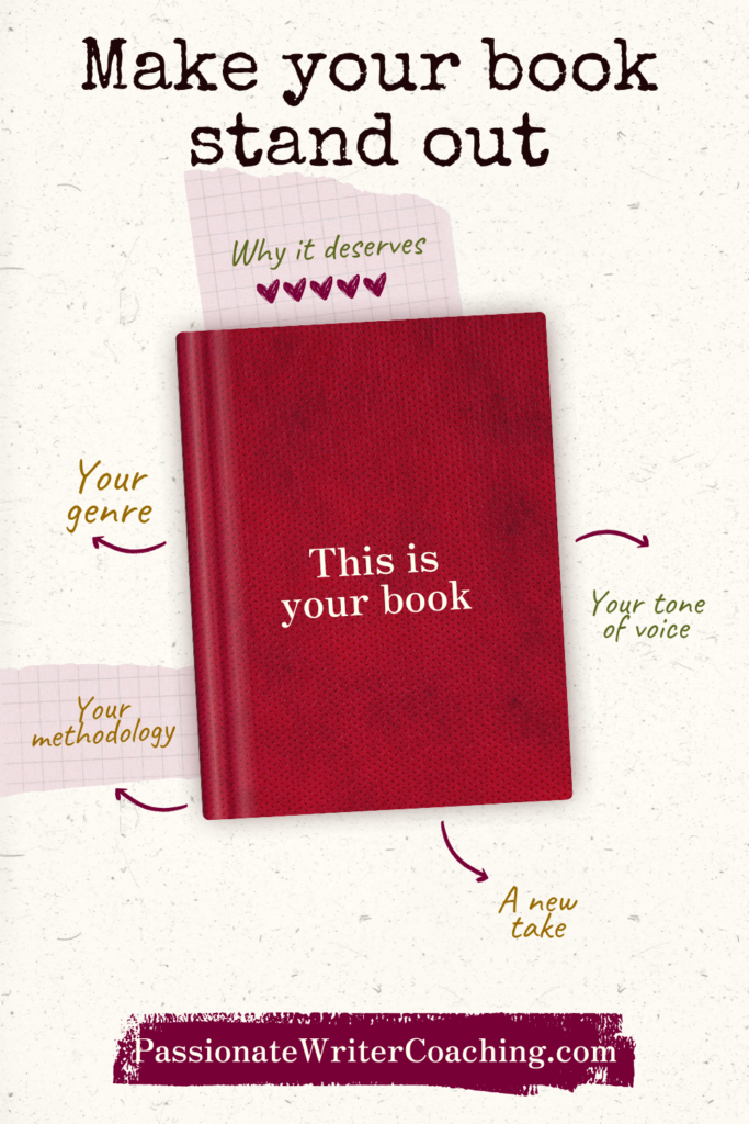 Image that shows how to make your book stand out in the Competitive Titles section: it's a combination of your genre, your tone of voice, your take and your methodology