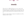Day 1 page of the balance challenge. Today's topic: identify.