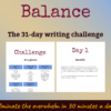Image for the balance challenge. Tag line: Eliminate the overwhelm in 30 minutes a day