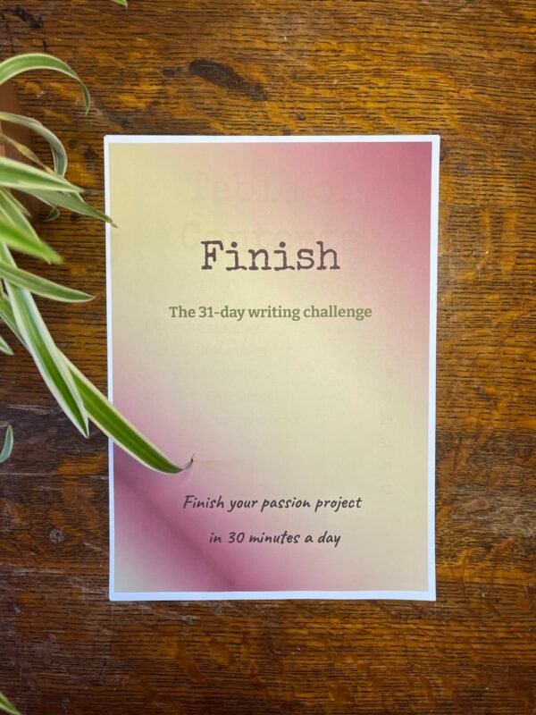 Aesthetic image of the Finish challenge workbook