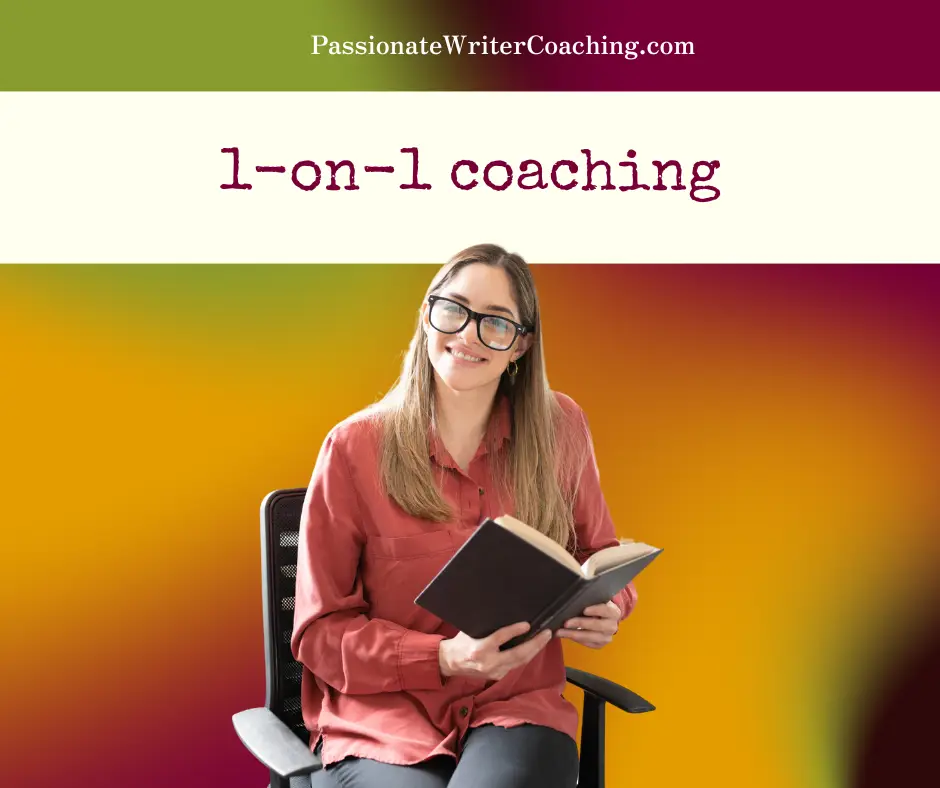 smiling person against colorful background with the text "1-on-1 coaching".